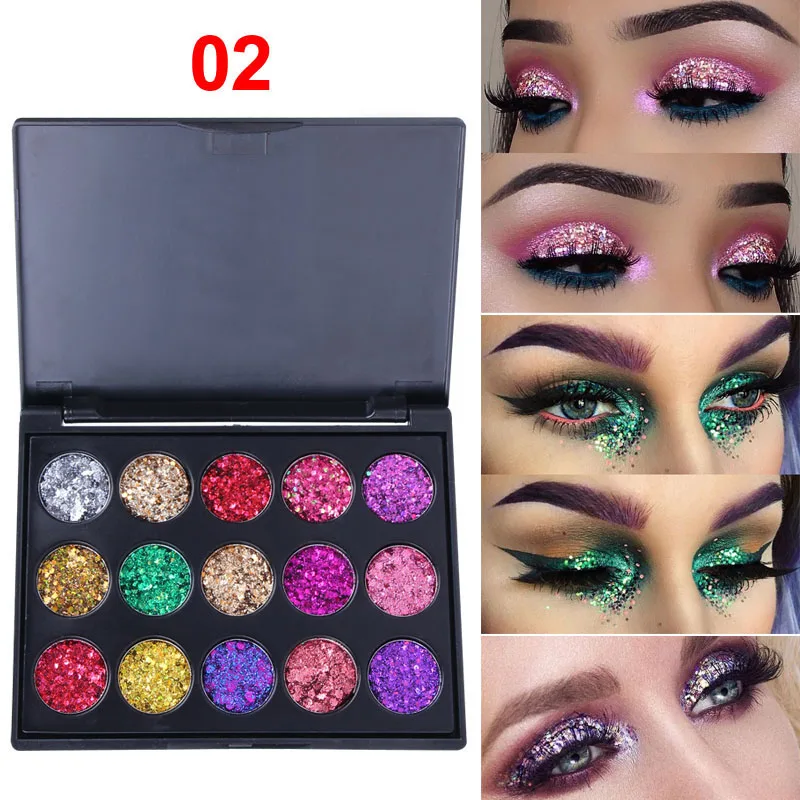 15 Colours Gold Scallion Powder Diamond Glitter Eyeshadow Tray