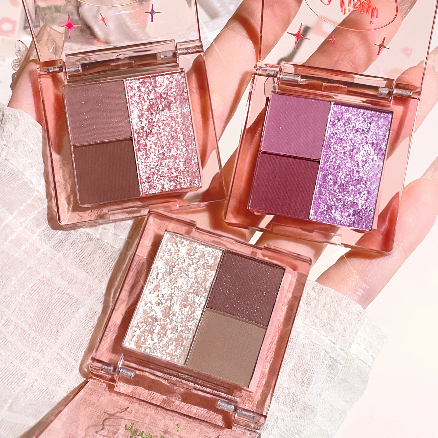 Three-color eye shadow earth colour pearl matte