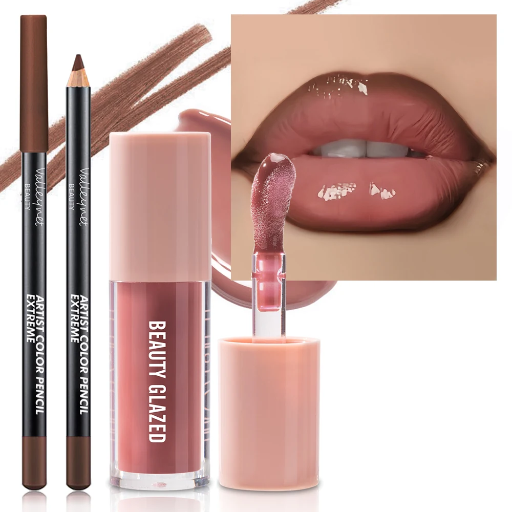 2pcs/Set Velvet Texture Lip Makeup, Matte Effect