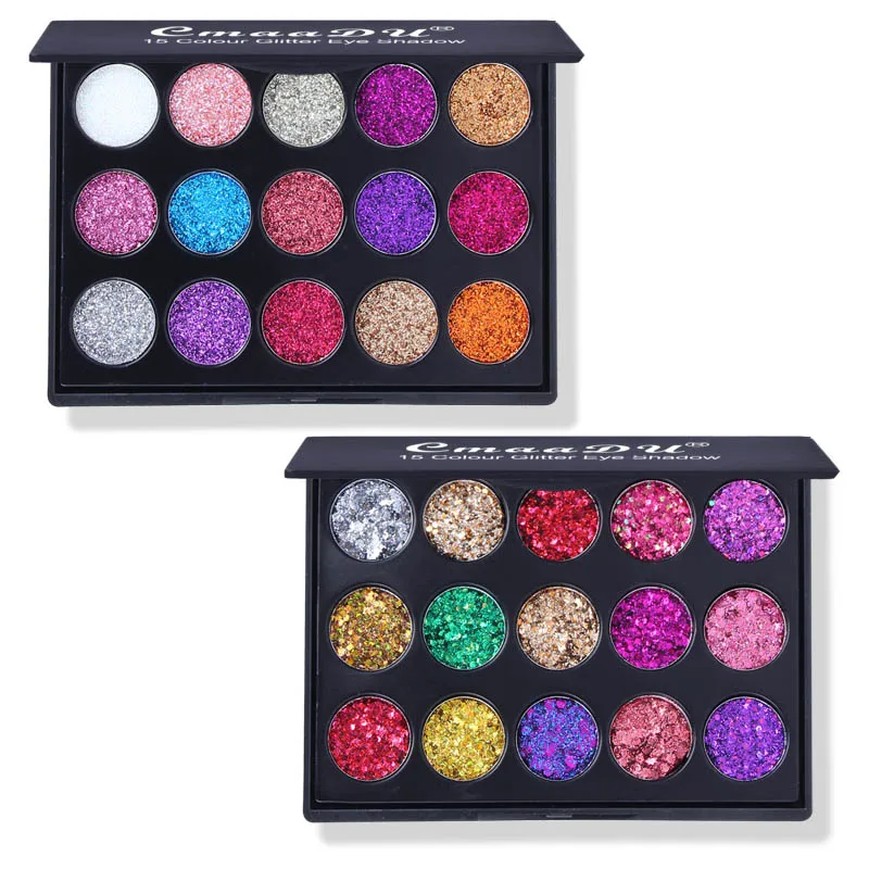 15 Colours Gold Scallion Powder Diamond Glitter Eyeshadow Tray