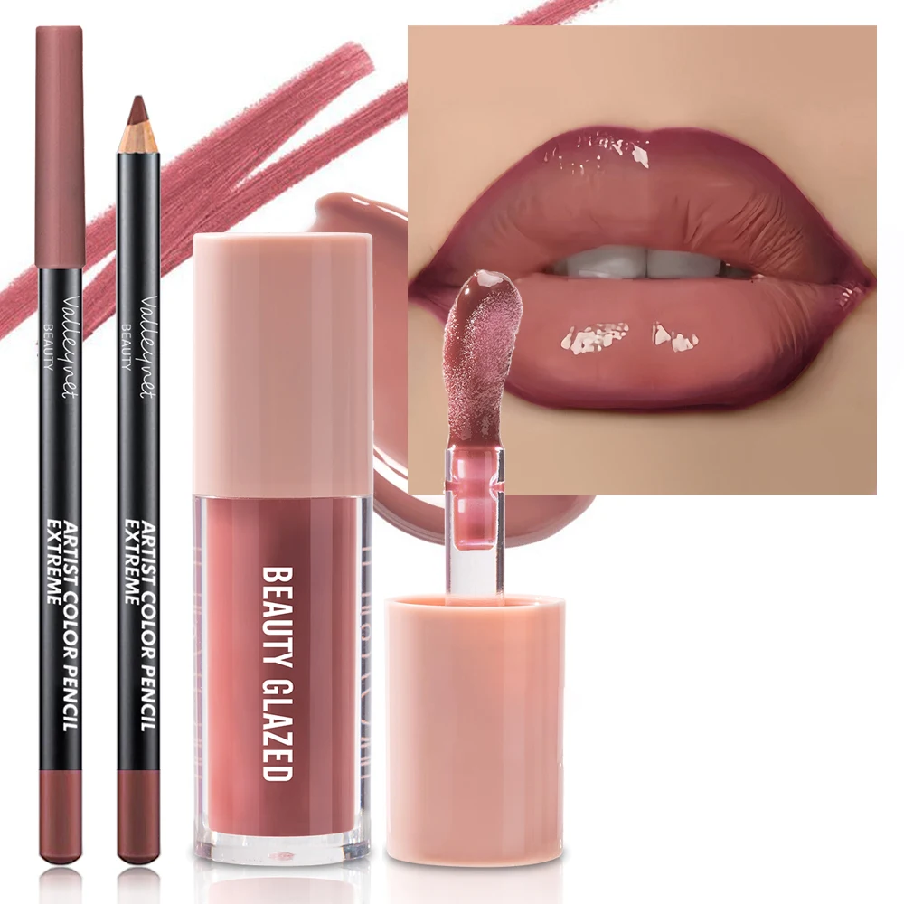 2pcs/Set Velvet Texture Lip Makeup, Matte Effect