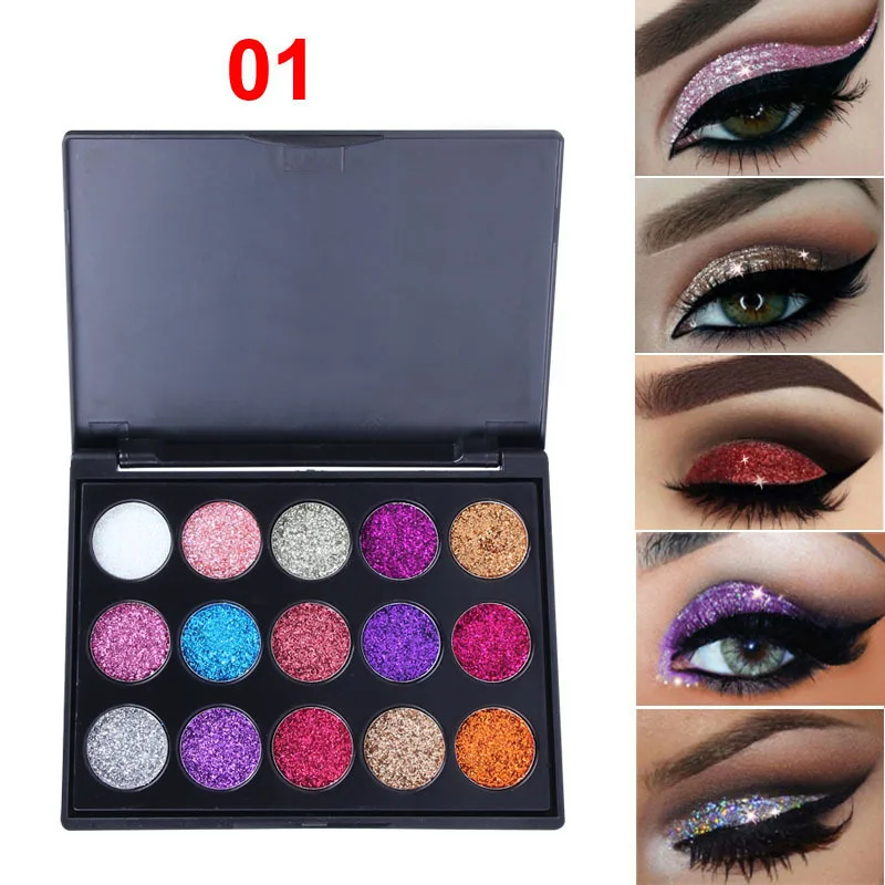 15 Colours Gold Scallion Powder Diamond Glitter Eyeshadow Tray